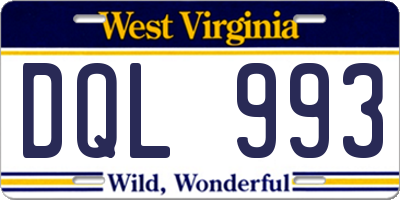 WV license plate DQL993