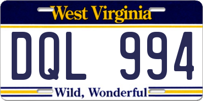 WV license plate DQL994