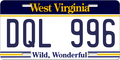 WV license plate DQL996