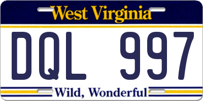 WV license plate DQL997
