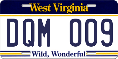 WV license plate DQM009