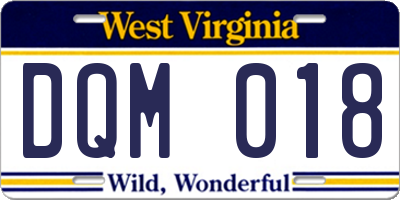 WV license plate DQM018