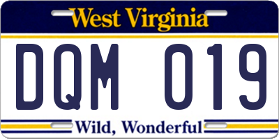 WV license plate DQM019