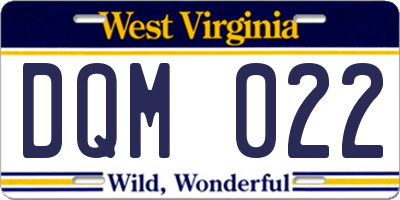 WV license plate DQM022