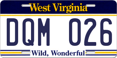 WV license plate DQM026