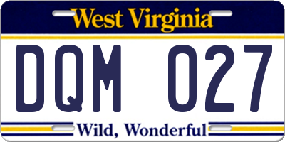 WV license plate DQM027
