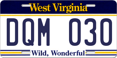 WV license plate DQM030