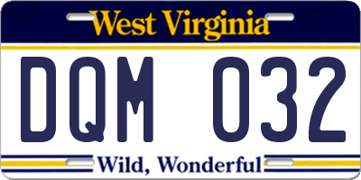 WV license plate DQM032