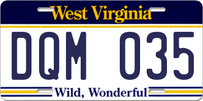 WV license plate DQM035