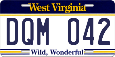 WV license plate DQM042