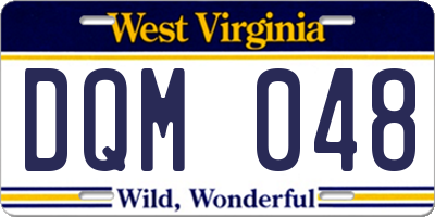 WV license plate DQM048