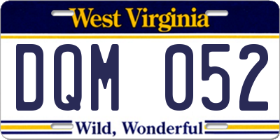 WV license plate DQM052