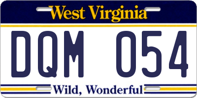 WV license plate DQM054