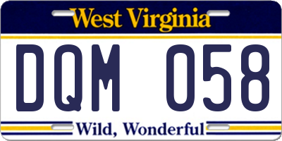 WV license plate DQM058