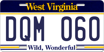 WV license plate DQM060