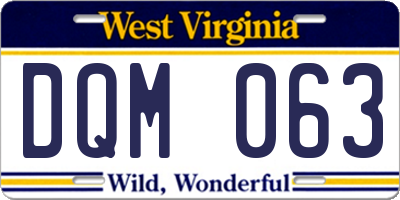 WV license plate DQM063