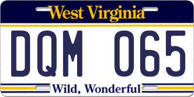WV license plate DQM065