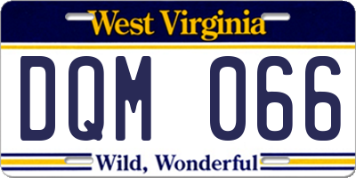WV license plate DQM066