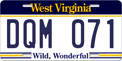 WV license plate DQM071
