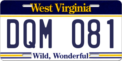 WV license plate DQM081