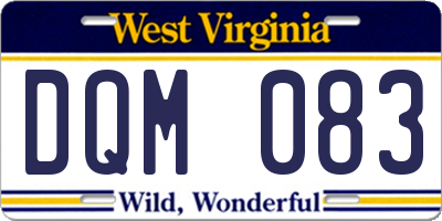 WV license plate DQM083