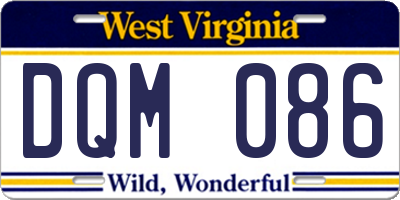 WV license plate DQM086