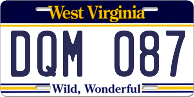 WV license plate DQM087