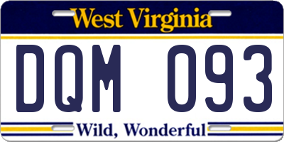 WV license plate DQM093