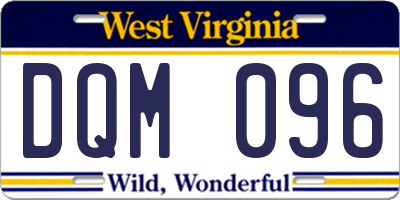 WV license plate DQM096