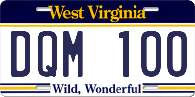 WV license plate DQM100