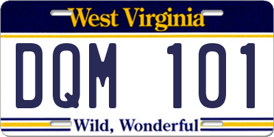 WV license plate DQM101
