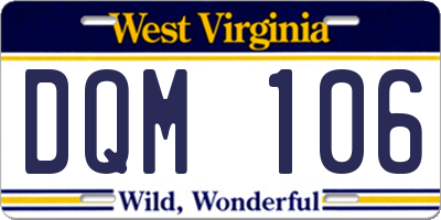 WV license plate DQM106