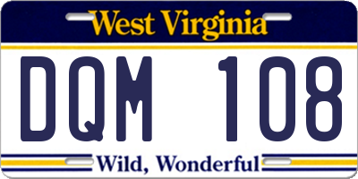 WV license plate DQM108