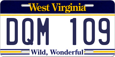 WV license plate DQM109