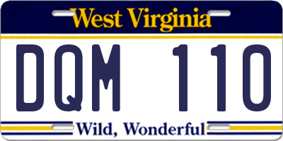 WV license plate DQM110