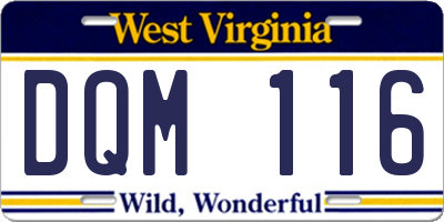 WV license plate DQM116