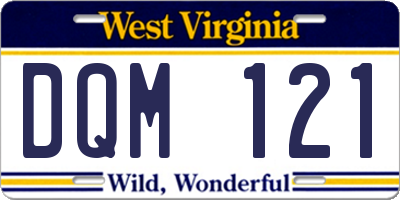 WV license plate DQM121