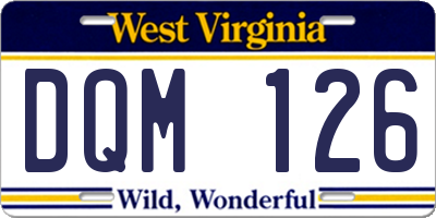 WV license plate DQM126