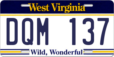 WV license plate DQM137