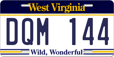 WV license plate DQM144