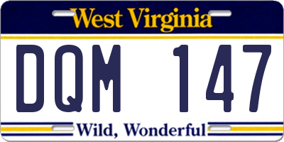 WV license plate DQM147