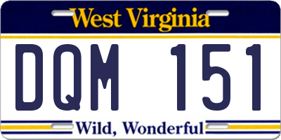 WV license plate DQM151