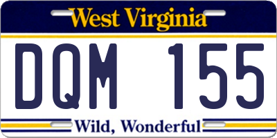 WV license plate DQM155