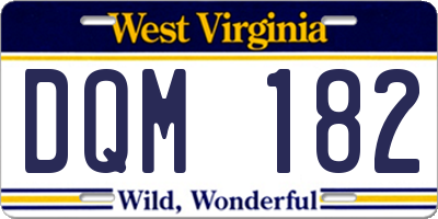 WV license plate DQM182