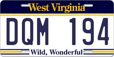 WV license plate DQM194