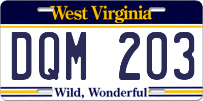 WV license plate DQM203