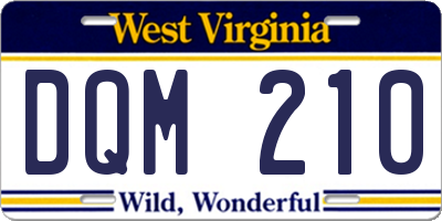 WV license plate DQM210