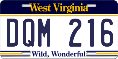 WV license plate DQM216