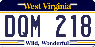WV license plate DQM218
