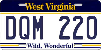 WV license plate DQM220